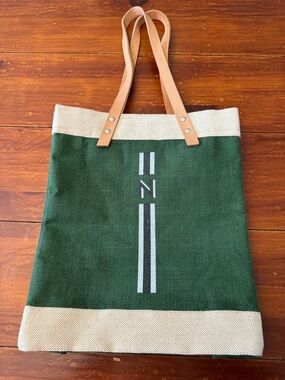 Apolis Global Citizen Market Tote in Field Green Monogram “N”